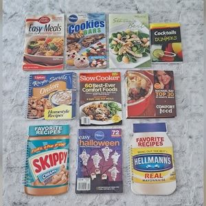 Set of 10 cookbooks, Betty Crocker Rachel Ray Pillsbury Pampered Chef crock pot.